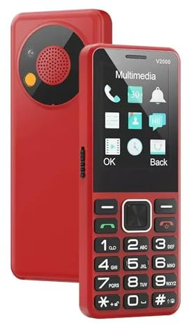 POCDOKYZ 4G Elderly Mobile Phone, 2.4 Inch 4G Keypad Phone, 0.3MP Camera Big Button,1700mAh Battery, Emergency Call Button,Large Speaker with High Volume, Dual SIM Dual Standby,Red