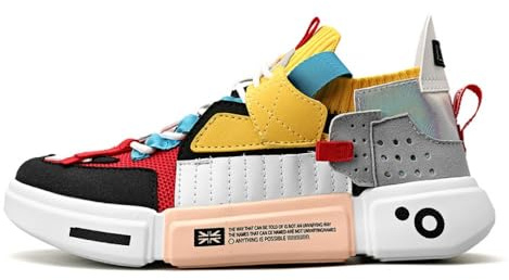Sneakers Sportive Multicolori alla Moda da Uomo for Basket, Corsa, Abbigliamento Casual(Yellow,38 EU)