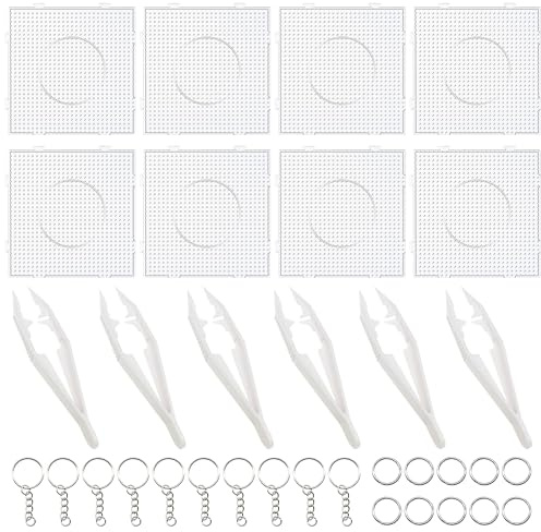 Allazone 5 mm Fuse Beads Boards Set, Clear Plastic Pegboards Set for Craft Supplies Beads (8 PCS Square)
