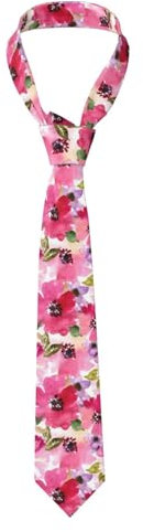 Hnnkloy Corbata Clásica Flores De Acuarela Corbata De Hombre Rosa Fucsia
