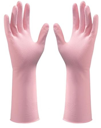 Guanti di Gomma per la casa, 3 Paia di Guanti for lavori Domestici, Guanti riutilizzabili, Guanti da Cucina con Design antiforatura, Polsino Elastico Lungo, Guanti da Cucina(S)