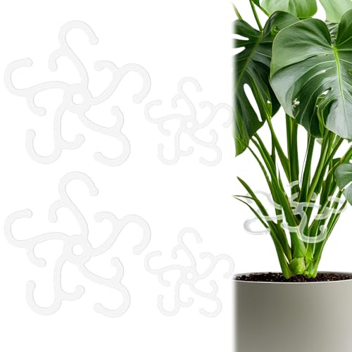 BOXOB 4pcs Plant Stem Support, 2 Sizes Climbing Houseplant Stem Holder Hook Monstera Support Plant Stabilizer for Indoor Outdoor Thriving Growth