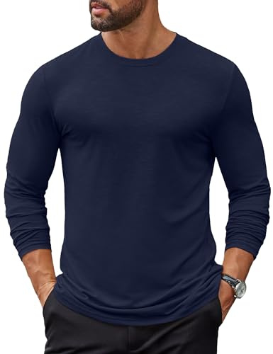 COOFANDY Maglietta Uomo Manica Lunga Magliette da Lavoro T Shirt Casual Tshirt Basic Magliette Tinta Unita