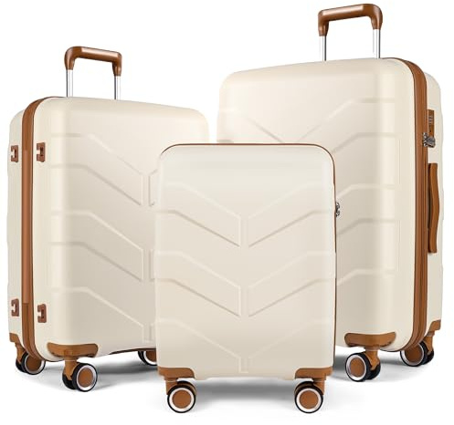 TILYMOL Luggage Sets 3 Piece with Spinner Wheel, Hardside Suitcase Set with TSA Lock, Expandable Lightweight Travel Luggage for Men and Women, White