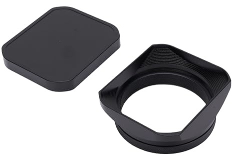 Jectse Square Camera Lens Hood, Metal Aluminum Alloy Lens Shade with Cap, for X100VI X100V X100F X100T X100S X100 X70 Camera, No Adapter Rings (Black)