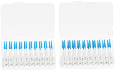 MUCKLILY 80 Stück Interdentalbürsten Elastisch Mit Reinigungspick Blau Tragbare Zahnzwischenraumreinigung Mundpflege Familiengebrauch