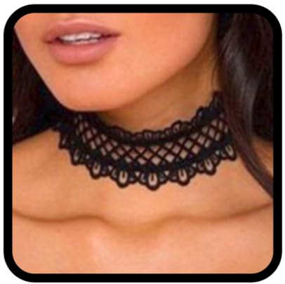 Evlry Spitzen-Choker-Halskette Schwarz elastisch dehnbar Halsketten Kette Hohlblume Schmuck für Damen und Mädchen