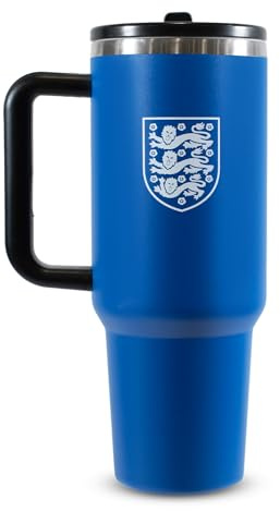 Hy-Pro Bouteille isotherme en métal avec paille - Bouteille d'eau portable pour le sport et un usage quotidien - Design en acier inoxydable - Sous licence officielle England FA - 1,18 l