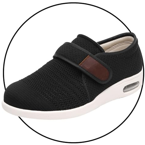 JTNZDAW Deportivas Ancho Especial Hombre Zapatos Pies Anchos con colchón de Aire ortopédicos diabéticos Zapatillas Fascitis Plantar para Enfermería(Black,46 EU)