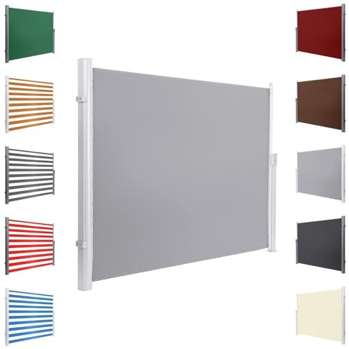 Tenda da sole laterale retrattile, resistente ai raggi UV, per esterni, divisorio pieghevole per patio, balcone (grigio chiaro, 200 x 300 cm), migliora la privacy e lo stile all'aperto