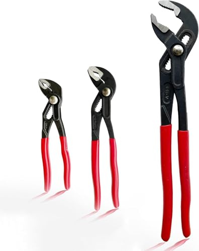 3-delad spårfogad tång set, 7-tum, 10-tum, 16-tums vattenpump tång, v-käke snabb justering VVS tång set
