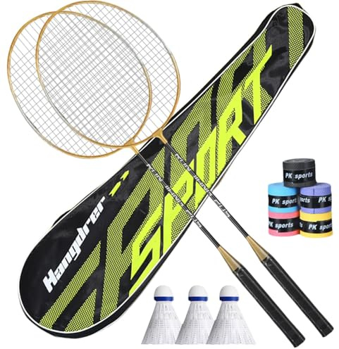 Set di Racchette da Badminton Leggero Professionale Sport per Adulti Attrezzatura da Gioco all'aperto Impugnatura Allenamento Esercizio Pratica Durevole Robusto Corde Controllo della Potenza Pr