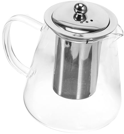 DECOMELODY Heat-Resistant Borosilicate Glass Tea Pot with Strainer Transparent Brewing Kettle for Loose Leaf Flowering and Herbal Tea and Practical for Home and Office Use