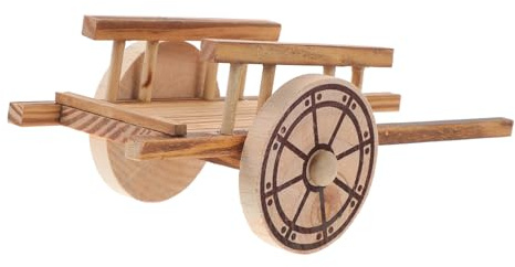 LALADEFIEE Miniature Wooden Cart Model Stable Simulation for Miniature Garden and Farm Decor Realistic Small Trolley Craft Gift for Model Collectors and Photography Props