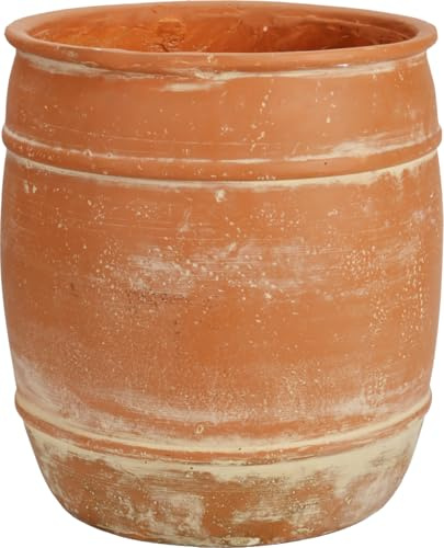 28x24cm Hoch Durchmesser Antik-Terrakotta Blumentopf mit Ablaufloch | Rustikaler Pflanzentopf im Landhausstil, Vintage Dekotopf, Für Innen & Außen, Garten, Terrasse und Veranda