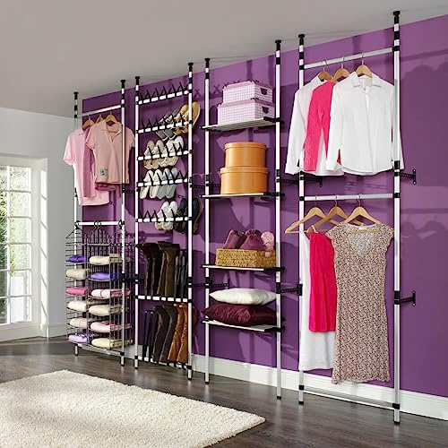 Frdhee Kinder Schrank Kleiner Kleiderschrank,Teleskop-Garderobe mit Stangen Aluminium,Aufbewahrungsschrank für Flur,Wohnzimmer,Schlafzimmer