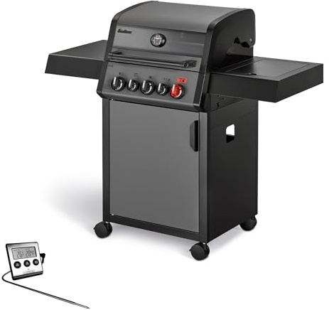 Enders® Gasgrill Hyde 3 SIKR Turbo Standgrill, 3-Brenner Edelstahl, direktes & indirektes Grillen, 800 °C TURBO ZONE, SWITCH GRID Gussrost, Infrarot-Backburner, Seitenkocher, inkl. Fleischthermometer