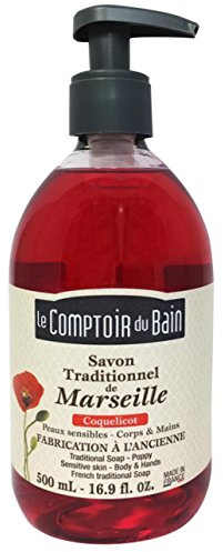 Le Comptoir du Bain Savon de Marseille Liquide Coquelicot 500 ml - lot de 3