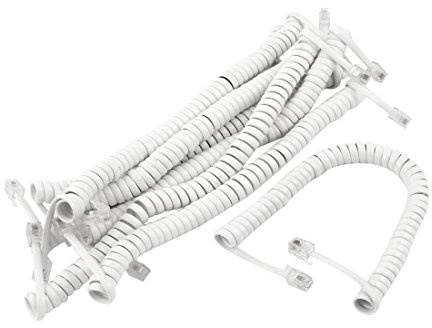 Sourcingmap® 8 STK. 1.5M 5Ft Weiß RJ9 4P4C Spiralförmig Elastik Telefon Handsets Kabel Linie de