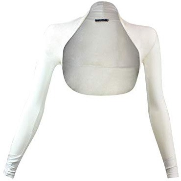 Glamexx24 Damen Bolero Schulterjäckchen Lange Aermel Bolero, Weiß, M