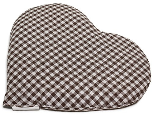 Coussin aux graines de groseilles en forme de coeur environ 30x25cm brun et blanc - Coussin Thermique - Coussin Chauffant - Bouillotte sèche