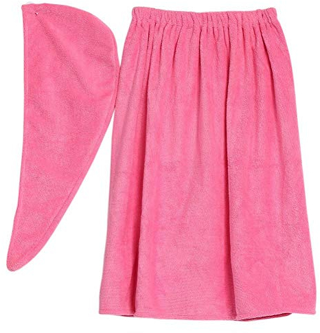 Kilt da sauna per donna, sarong morbidissimo con cintura e asciugamano coordinato per i capelli, in cotone biologico, dimensioni 150 x 90 cm Rosarot