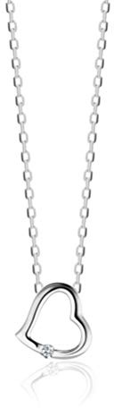 OROVI Schmuck Damen Diamant Herz–Kette Gold mit Herzanhänger besetzt mit natürlichem Solitär Diamant in einer Spannungsfassung Zeitlose klassische Halskette Weißgold 9 Karat(375), 45 cm lang