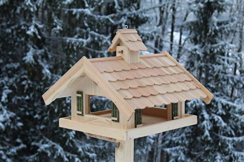 Vogelhaus XXL Almhütte (V87 mit S1) Vogelhäuschen aus Holz Top Design, großes Futtersilo