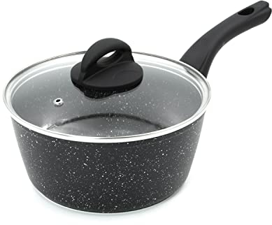 Blackmoor 65820 Classic 20cm Saucepan with Tempered Glass Lid/Non-Stick Coating/Cool Touch Handle/Suitable for Induction, Gas & Electric Hobs/Black Colour
