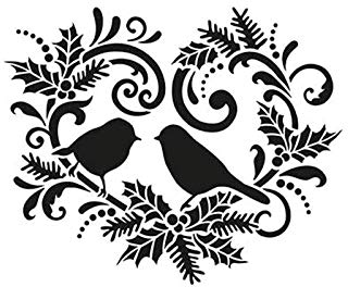 Malschablone Vogel im Ornament DIN A4 Haftspray Schabloniertechnik