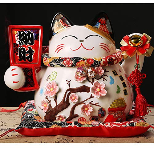 Maneki Neko Feng Shui-A5 Glückskatze aus Porzellan, 25,4 cm