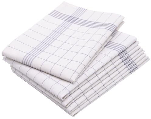 ZOLLNER 5er Set Geschirrtücher, 50x70 cm, Halbleinen, grau weiß