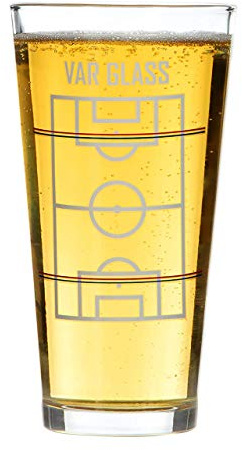 CKB LTD VAR Beer Lager - Bicchiere da pinta e gioco da bere – Set regalo per partite a tema calcio – singolo 570 ml