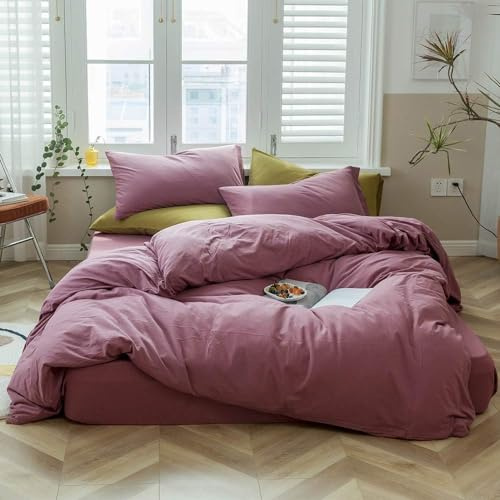 Hotel Quality Purple Knit Cotton Duvet Cover Set - King Size with 2 Pillowcases, Luxurious Modern Style, Soft Comforter