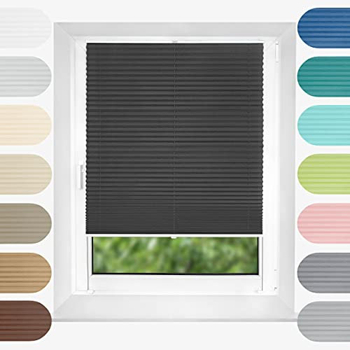Birrke® Plissee Ohne Bohren Klemmfix 90x220 cm - Fenster Plisseerollo mit Bequemer Oben-Unten Funktion - Plissees für Sonnenschutz und Sichtschutz - Einfache Montage - Soothing Twilight, Grau