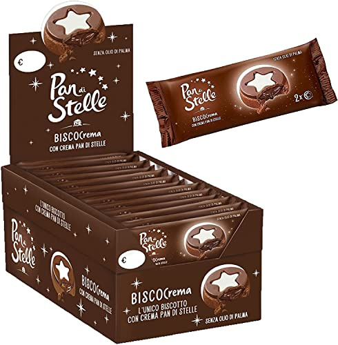 Pan di Stelle Biscocrema, Biscotti con Crema Pan di Stelle alle Nocciole e Cacao e Crema di Latte, Box 24 x 28 g