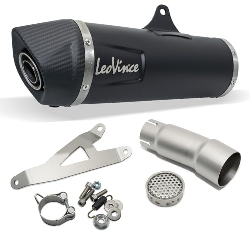 Endschalldämpfer LeoVince SLIP-ON SBK NERO, Edelstahl schwarz, Carbon Kappe, mit Zulassung für Piaggio MP3 400 / LT/RST i.e. MP3 LT 500 Sport i.e. MP3 500 / Business/LT/Sport i.e.