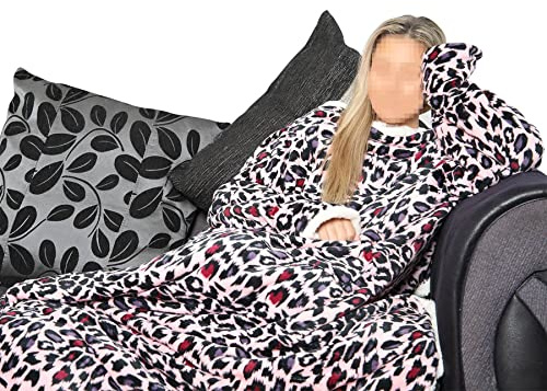 A2Z Tragbare Decke für Mädchen und Jungen, doppellagig, mit Ärmeln, superweich, TV-Serie DL Blkt 154, Pink