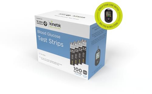 Kinetik Wellbeing Blood Glucose Test Strips, Pack of 100 - Compatible with Kinetik Monitor BG-710 - Home Diabetic Glucose Strips Used by the NHS - For Blood Sugar Level Monitors & Diabetes Management