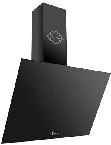 GURARI Dunstabzugshaube 80cm Kopffreihaube 286.8 BL Prime Schwarz Glas Wandhaube Umluft/Abluft | Abzugshaube 1000m³/h mit Fernbedienung Klasse A