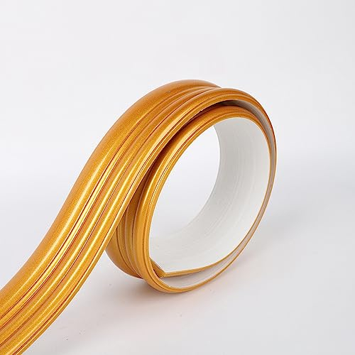 Guest Ruyunlai Bordüre selbstklebend 7-Gold 5 x 300 cm zum Aufkleben für Wohnzimmer Küche Badezimmer Tapetenrahmen Abnehmbare Wasserdicht Bodenleiste Verdicken PVC Dekorative Bordüre