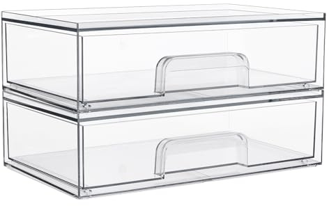 Vtopmart Caja de almacenamiento con 3 cajones, organizador de tocador transparente, cajón organizador antideslizante para baño, tocador y escritorio.