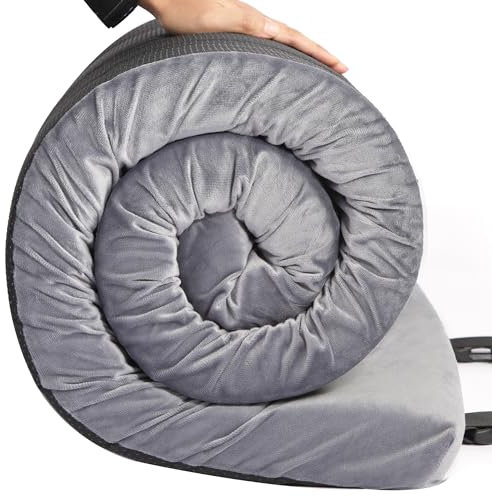 Simuse Memory Foam Camping Matratze Tragbare Roll Up Foam Isomatte Gästeboden Matratze Faltbare Camping Pad Leichte Schaum Schlafmatte Kinderbett Matratze mit Abnehmbarem Wasserdichter Bezug