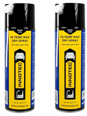 2 pezzi Innotec Hi-Temp Wax Spray per sottoscocca e cavità spray nero – Conservazione Next Level per automotive e industriali, nessun attaccamento di sporco e polvere – Bomboletta spray da 500 ml