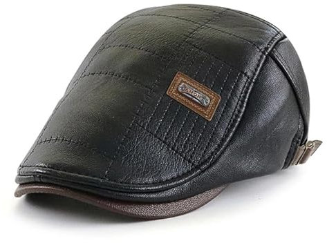 WOYUANSHA Barett Baskenmützen Für Herren Baskenmütze Herren Entenschnabel Newsboy Cap Herringbone Herren Flache Schirmmütze Für Verstellbar 56 Bis 60 cm 15991Schwarz