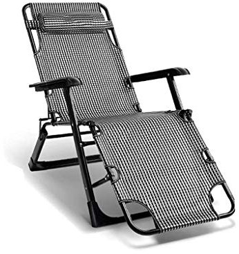 Sun Loungers,Heavy Duty Sun Lounger Chair Garden Furniture,Camping Garden Deck Chairs Folding Zero Recliner Reclining Waterproof Chaise Loungers Metal for Outdoor Office (Grey)