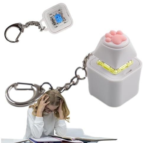 Key Fidget Toy,Keyboard Fidget Clicker, Leuchtendes tragbares Finger-Schlüsselanhänger-Presser-Spielzeug, Spielzeug für Kinder und Erwachsene zur Stimmungs- und Geistesentspannung, Stressspielzeug für