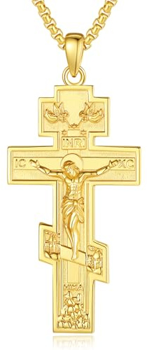CELESTIA Kreuz Kette Herren Damen Silber 925 Jesus Heiliger Christophorus Anhänger Orthodox Kreuz Kruzifix Kette Männer Halskette Christen Christliche Geschenke