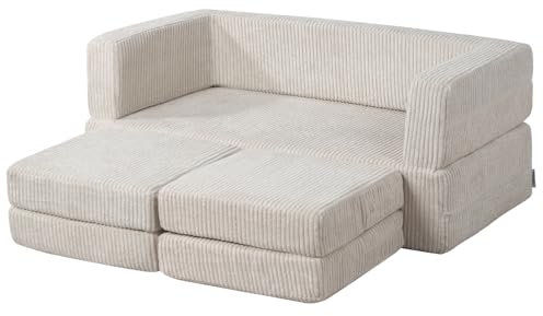 DGBAOBEI Ultra-Soft Kids Sofa Bed with 2 cushion,Toddler Armchair to Play，2 Seater Children's Foam sofas for Boys and girls(Beige)