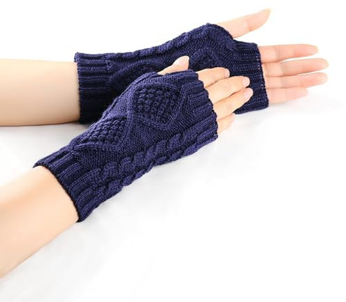 Winter Handgefertigt Gestrickte Fingerlose Armstulpen Warme Strick Handschuhe Pulswärmer Handstulpen Armwärmer Stulpen für Damen Mädchen Braun